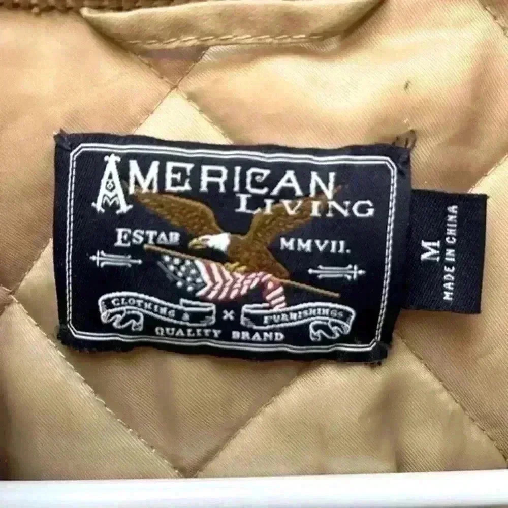 American Living Quilted Leather Detailing corduroy, neckline, Zip Jacket Size M - Picture 9 of 10